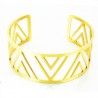 Adjustable open bangle bracelet in gold color for women, ethnic look, 63mm
