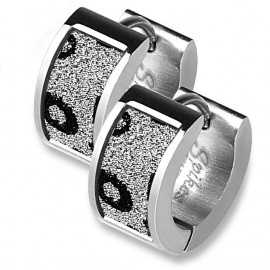 Pendientes de aro para mujer de acero, efecto arenado, elegante mancha de leopardo