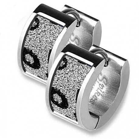 Pendientes de aro para mujer de acero, efecto arenado, elegante mancha de leopardo