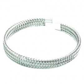 Flat silver cable mesh bangle bracelet in stainless steel 62mm