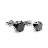 Pair of 5mm black round zircon steel earrings for men and women
