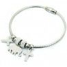 Bracelet femme cable en acier inoxydable éléphant croix strass 20cm