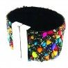 Women's cuff bracelet with multicolored stones and stainless steel clasp