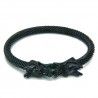Bracciale da uomo in acciaio inossidabile nero con doppie teste di drago da 71 mm