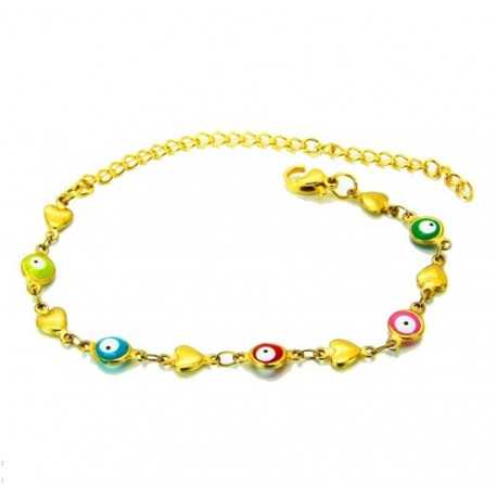 Women's stainless steel chain bracelet evil eye multicolor 6mm