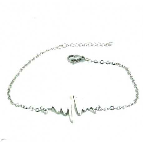 Bracelet fin femme acier inoxydable battement cœur électrocardiogramme