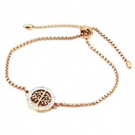 Bracciale scorrevole da donna Albero della Vita in acciaio inossidabile 24 cm ramato