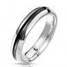 Bague anneau de fiançailles femme homme rainure noire largeur 4mm