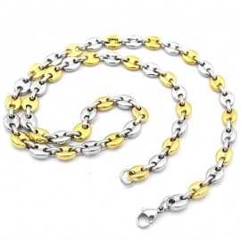 Chain necklace for men mesh coffee beans gold steel 60cm 8mm