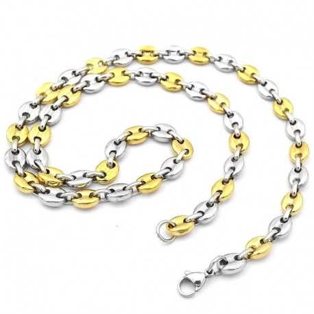 Chain necklace for men mesh coffee beans gold steel 60cm 8mm