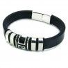 Bracelet pour homme cuir et breloques lettre H fermoir acier magnétique