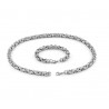 Parure bracelet et chaine homme acier inoxydable maille byzantine 5mm