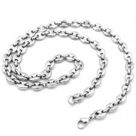 Chaine collier pour homme maille en grains de café acier 60cm 8mm