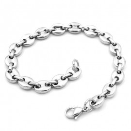 Men's stainless steel coffee bean mesh bracelet 22cm 10mm