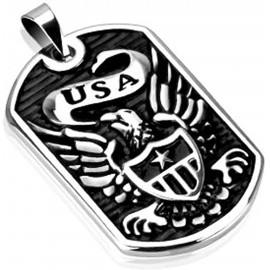 Colgante de acero inoxidable para hombre con escudo de águila motociclista de EE. UU. y 1 cadena