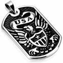 Men's stainless steel pendant with USA rock biker eagle coat of arms and 1 chain