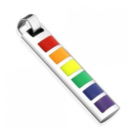 Ciondolo donna uomo in acciaio rettangolare gay pride arcobaleno LGBT
