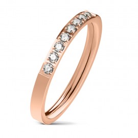 Women's engagement ring in copper-plated steel and 8 zircon stones