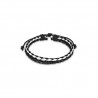Bracciale da uomo regolabile in pelle con doppie maglie intrecciate, colore bianco e nero