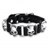 Men's adjustable bracelet leather biker and Frankenstein steel skull