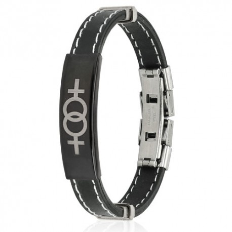 Women's bracelet steel plate feminine symbol and silicone gay lesbian pride LGBT