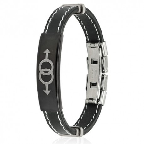 Men's bracelet steel plate masculine symbol and silicone gay pride LGBT