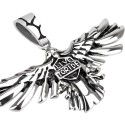 Men's mythical eagle pendant in steel live to ride biker and 1 chain