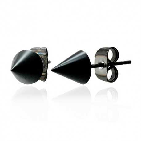 Earrings for women, men, black steel, plug, gothic cone shape