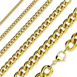 Men's gold stainless steel necklace chain with Cuban mesh cheap