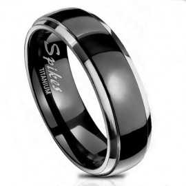 Engagement ring for men, women, titanium, silver and black color