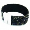 Bracelet manchette femme pierre noir fermoir acier inoxydable