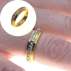 Alliance Ring Angst Frau Gold Stahl Feingold Zirkon Steine Anti-Stress getragen