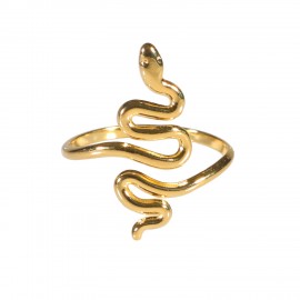 Bague anneau femme en acier or fin en forme de serpent ondulé