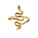 Anello da donna in acciaio dorato pregiato a forma di serpente ondulato
