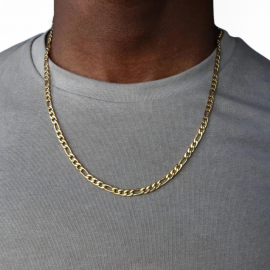 Collana a catena per uomo e donna maglia figaro placcata oro 55 cm 6 mm