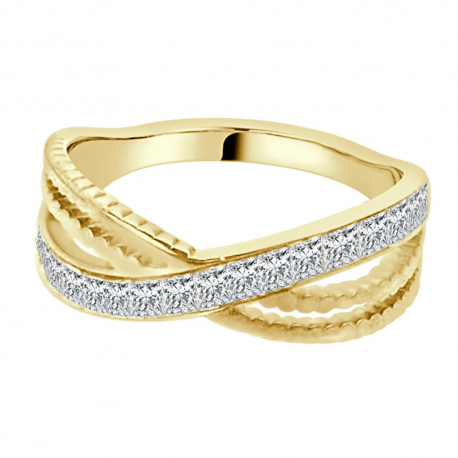 Damen-Angstring Alliance, Goldstahl, Feingold, Anti-Stress-Zirkonsteine