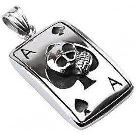 Colgante para hombre acero carta as de picas póquer calavera motociclista