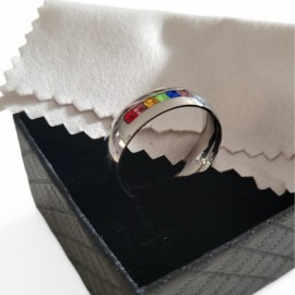 Bague Femme Homme Anneau de Fiançailles ou Bague de Mariage en Acier Gay Lesbien LGBT