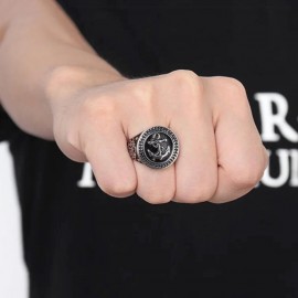 Chevalière Ancre Marine pour Homme en Acier Inoxydable