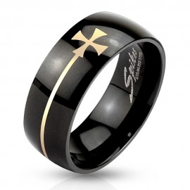 Anillo anillo mujer hombre cruz acero negro oración padre nuestro inglés