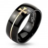 Ring ring woman man black steel cross prayer our father English