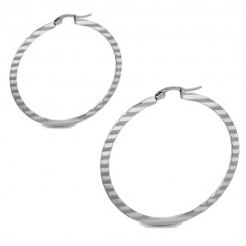 Pair of hoop earrings for women, men, chic steel with rhinestones set