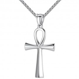 Pendentif Collier Homme Femme Croix de Vie Ankh Egyptienne en Acier Inoxydable