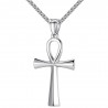 Pendentif Collier Homme Femme Croix de Vie Ankh Egyptienne en Acier Inoxydable
