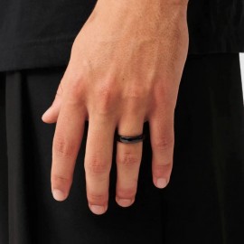 Alliance en céramique noire pour homme - Bague de Mariage 6mm