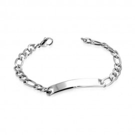 Pulsera de hombre de acero inoxidable malla figaro color plata 20cm 12mm