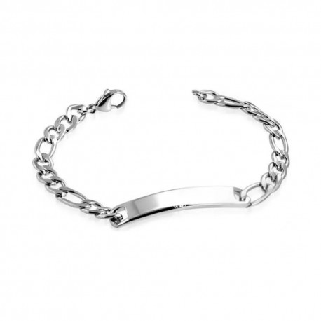 Men's stainless steel bracelet figaro mesh silver color 20cm 12mm