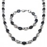 Set catena e bracciale da uomo con chicchi di caffè in acciaio nero da 10 mm economici
