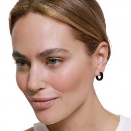 Boucles d’oreilles femme en acier inoxydable noir – créoles modernes et sobres