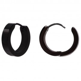 Boucles d’oreilles homme ou femme en acier inoxydable noir – créoles modernes et sobres